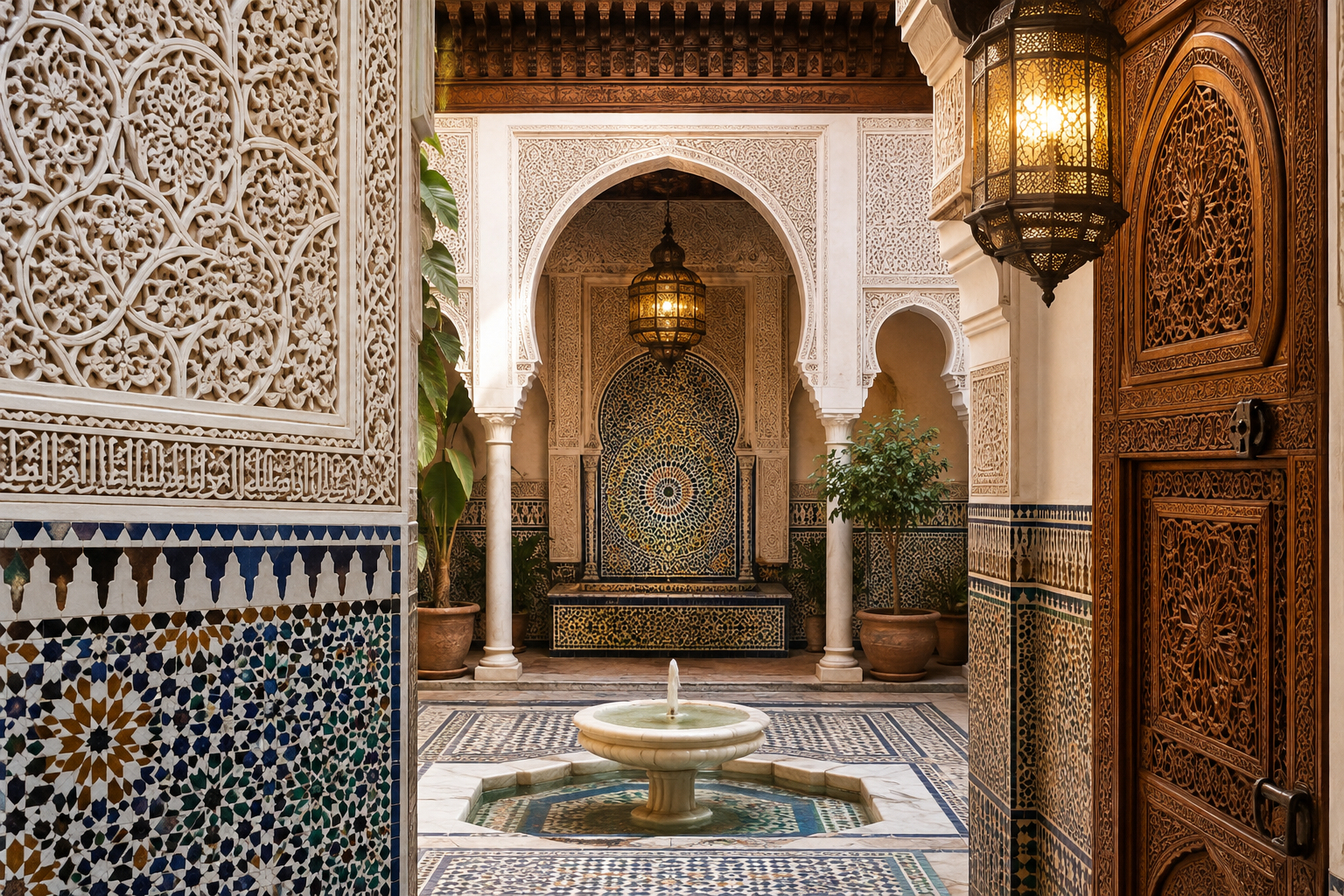 The elements of decorative arts in the Islamic and Moroccan architecture's cover image